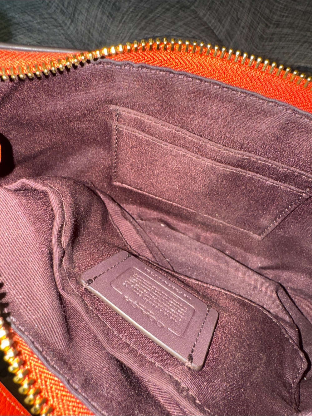 Coach Bag Teri Orange Pebbled Leather Small Shoulder Bag with Scarf Accent - Picture 14 of 17